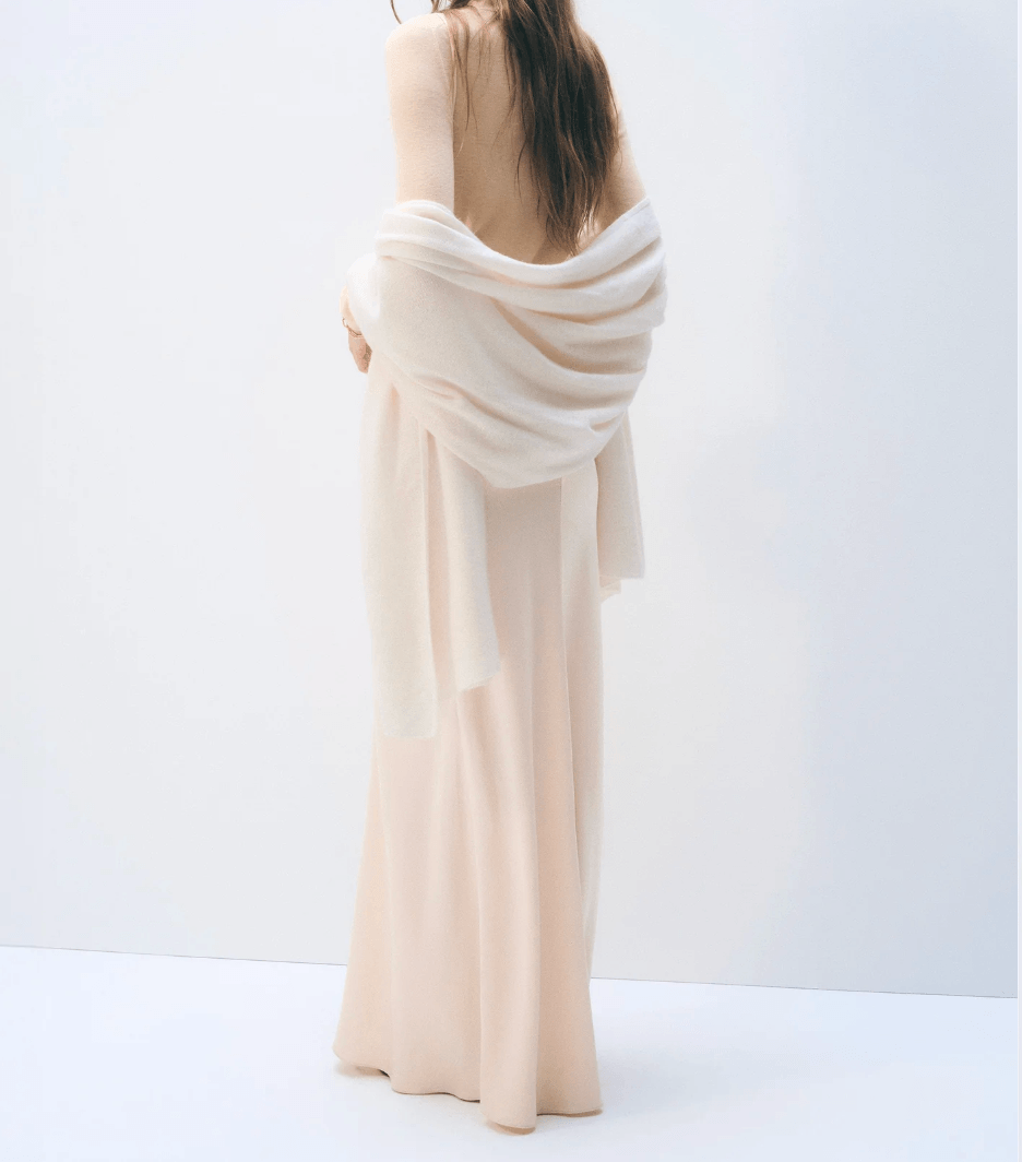 100% Cashmere Knitted Scarf in pure white for wedding