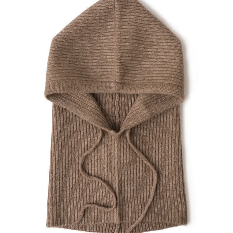 cashmere ribbed hoodie beanie hats. Women's cashmere ribbed Hoodied Balaclava hats