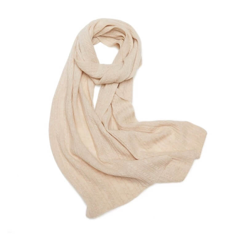 The Heritage Ribbed Scarf in 100% Pure Cashmere in beige