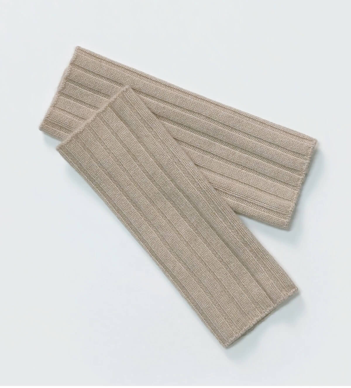 women's cashmere fingerless gloves with rib knit  in beige color 