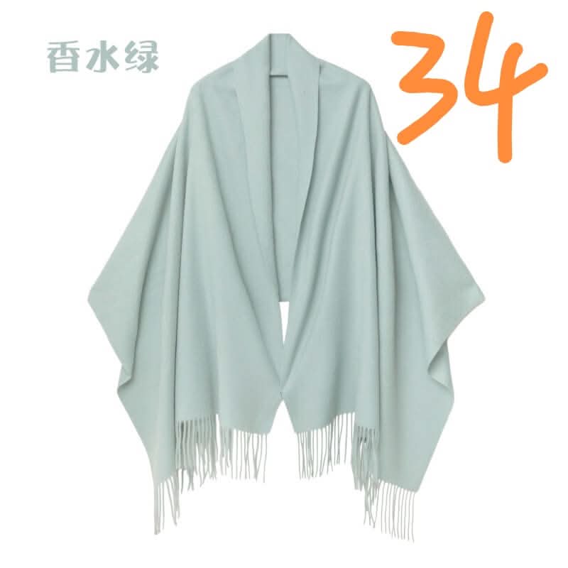 Pure cashmere scarf shawl,	Elegant 100% cashmere wrap in Mint Green, cozy and lightweight