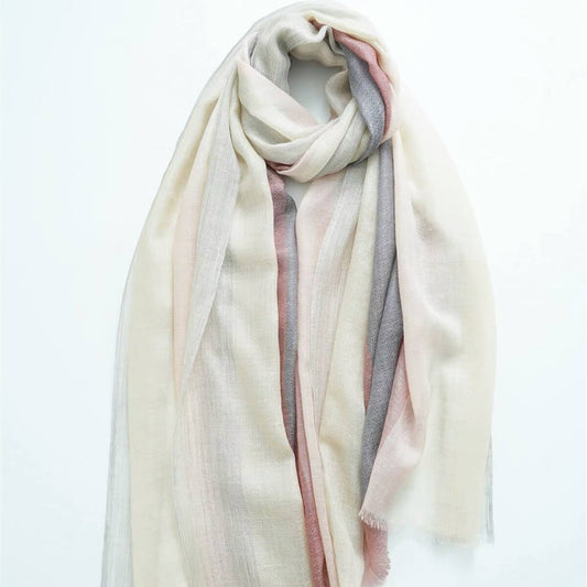 Artisanal 100% Cashmere Scarf Shawl – Axial Ombré Weave 