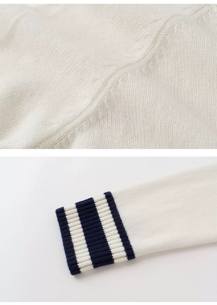 Loose Fit women's cashmere crew neck sweater in white