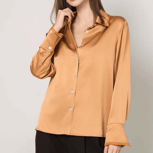 Luxe 22-Momme Silk Satin Shirt – Bold Elegance, Everyday Opulence