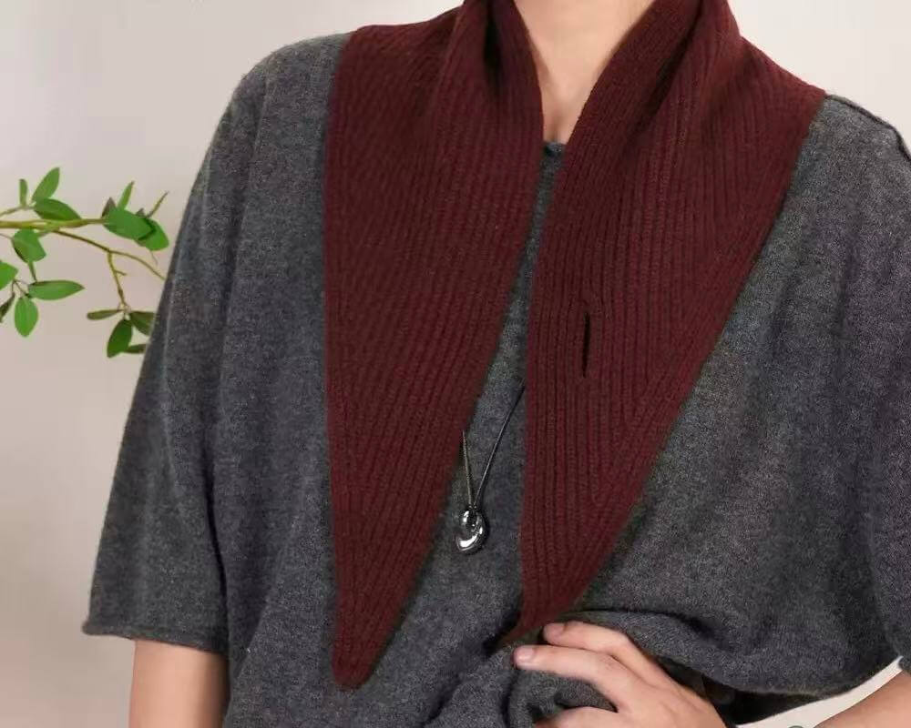 Small cashmere triangle scarf in black grey and white for winter outfits