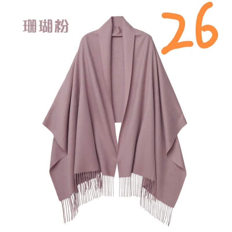 Women cashmere scarf shawl,	Elegant 100% cashmere wrap in Coral Pink, cozy and breathable