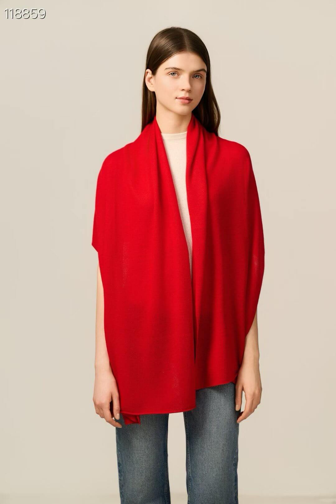 Minimalist solid color cashmere shawl for women, luxury natural fiber wrap for a capsule wardrobe