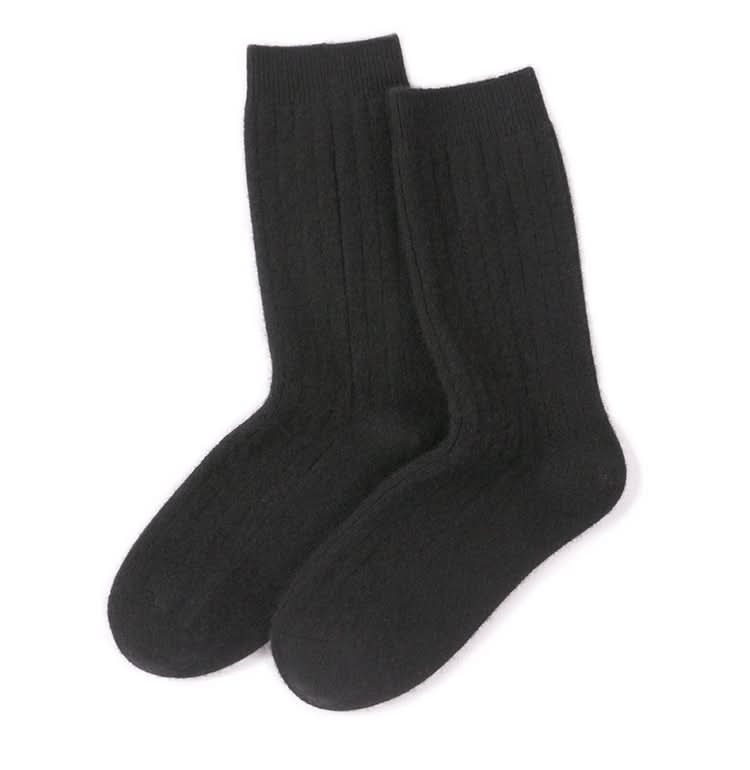 Black 100% cashmere lounge socks for men EU size 40–44