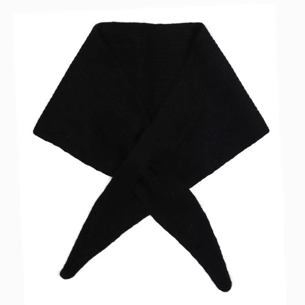Black 100% cashmere small triangle scarf for fall and winter