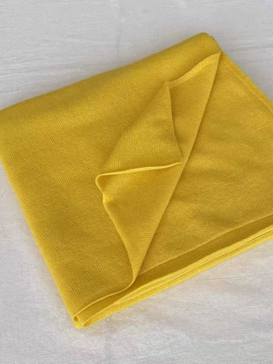 Bright yellow 100% cashmere square scarf 120 x 120 cm