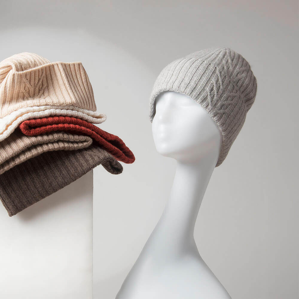 Premium cashmere beanie neutral color collection