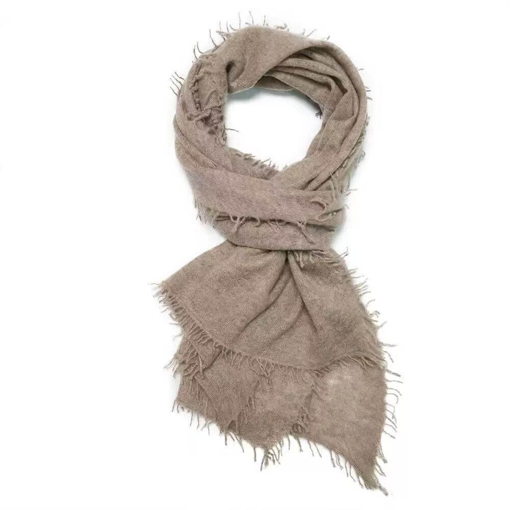 Camel 100% cashmere fringed scarf for fall and winter