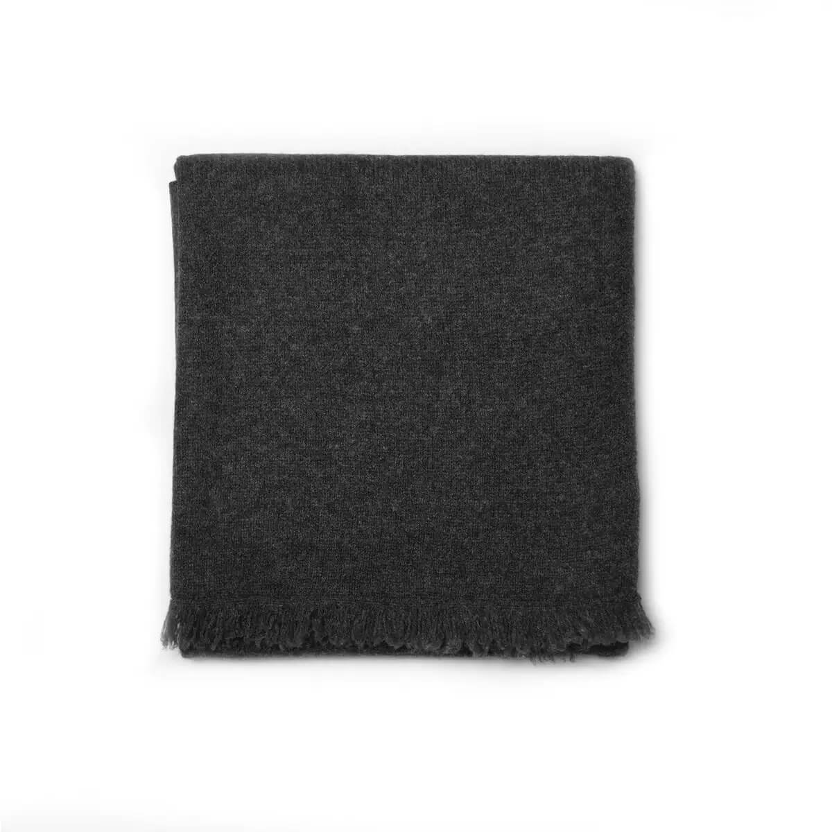 	Charcoal gray 100 percent cashmere knitted scarf for timeless winter wear