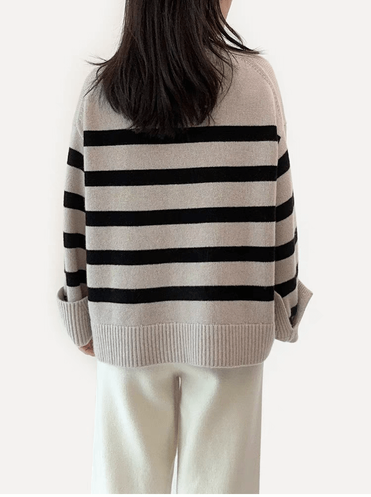 Our thickest, plushest, and most luxurious knits available, women's cashmere chunky strips sweaters, best Christmas gifts