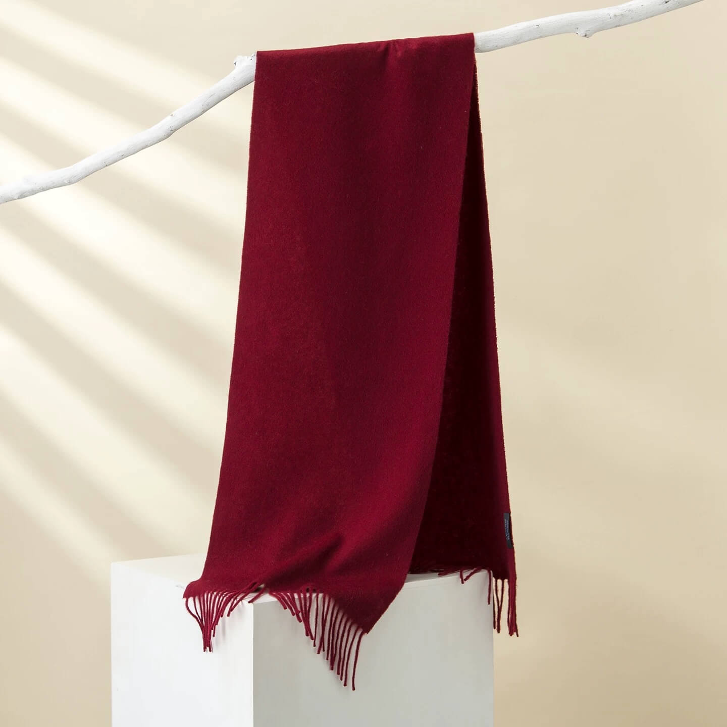 Classic 100% Cashmere Scarf in wine red, unisex cashmere finger scarf transitions seamlessly from cold winter mornings in New York to cool evening travel