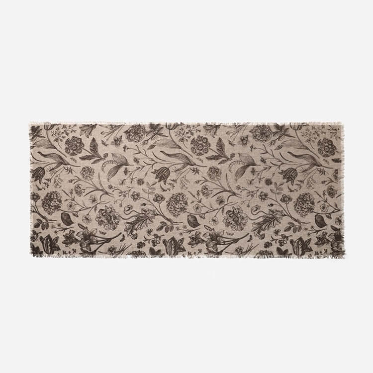 Close-up detail of luxury cashmere horse print scarf shawl texture