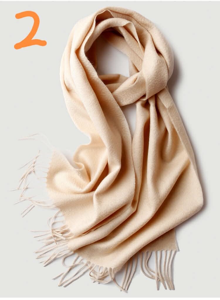 Cozy warm beige color cashmere scarf gift idea for women