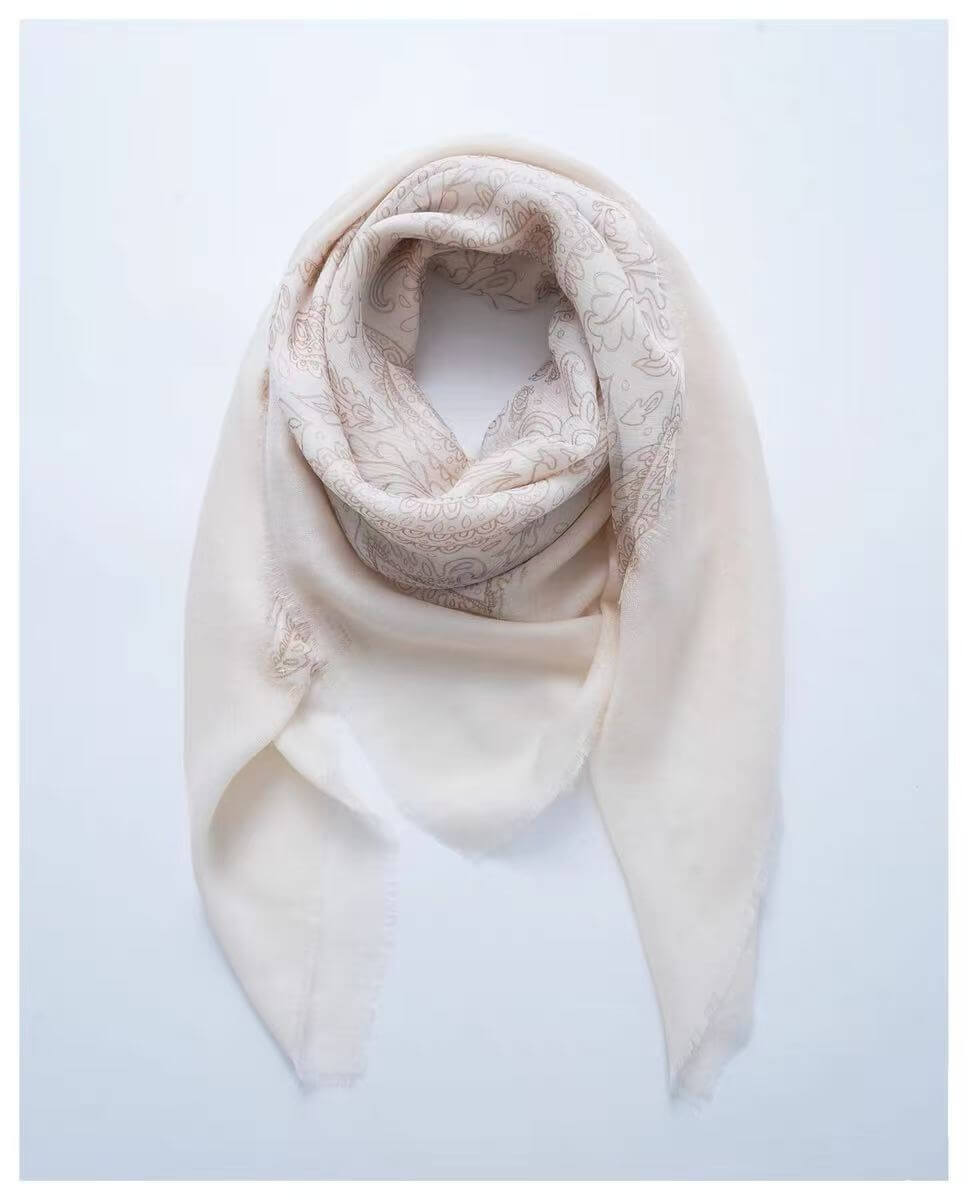 Designer cashmere and silk wrap handcrafted in double-layer construction
