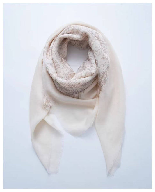 Designer cashmere and silk wrap handcrafted in double-layer construction
