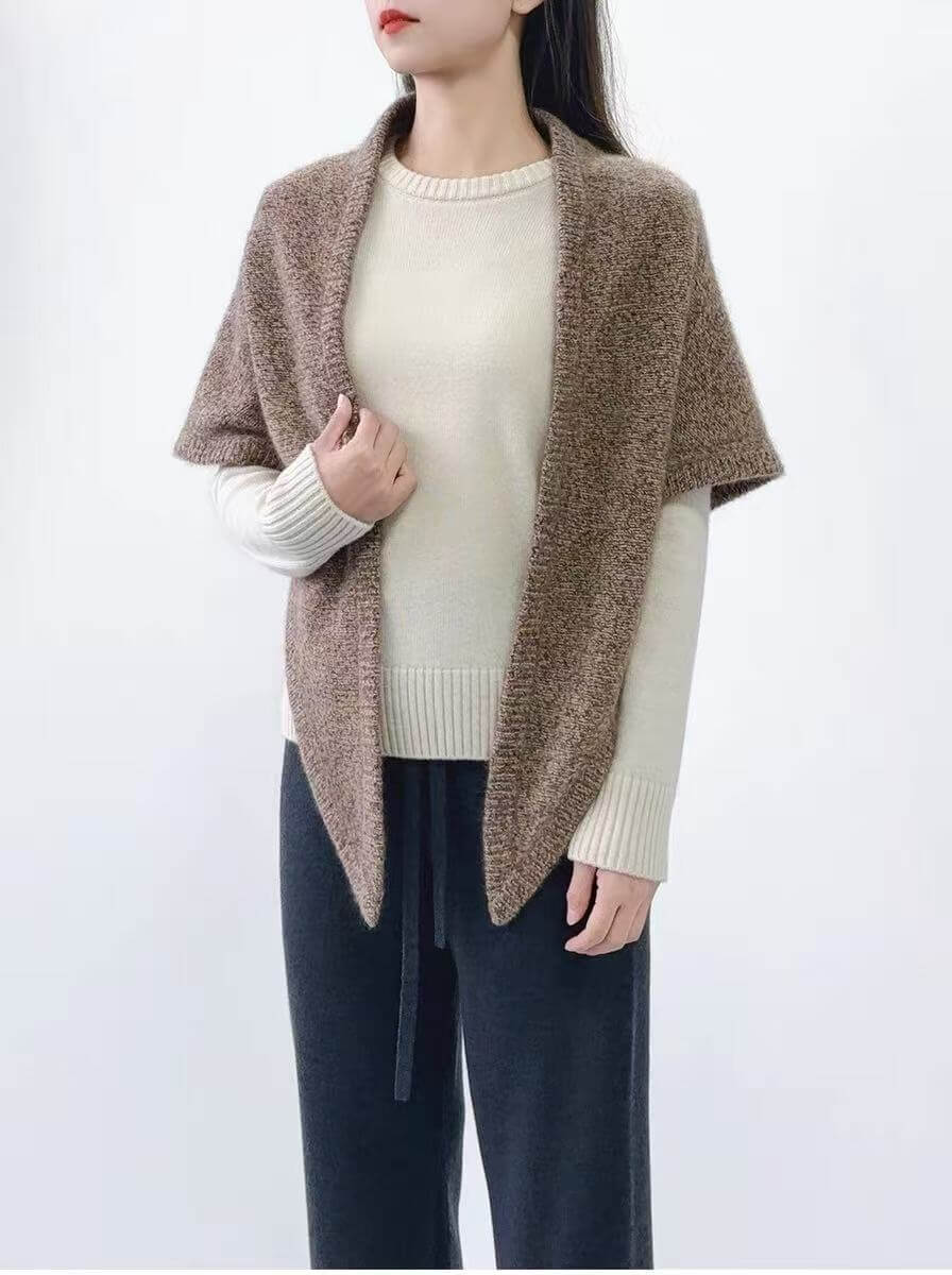 Designer cashmere silk blend scarf for women, knitted triangle shawl with elegant drape and comfort