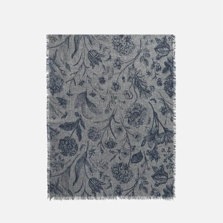 Elegant 100 percent cashmere horse print scarf shawl in light gray