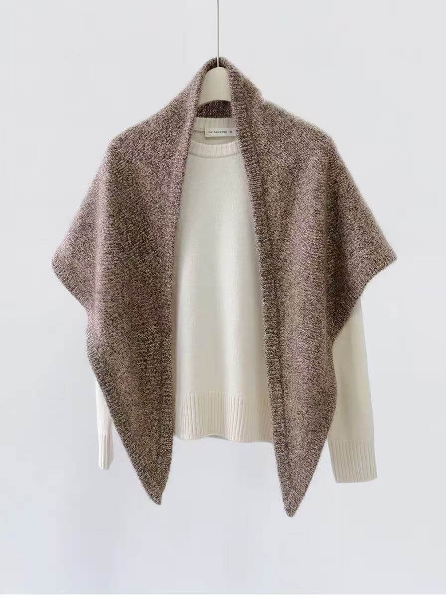 Fine knit cashmere silk triangle shawl in premium natural fibers, versatile luxury scarf for all seasons