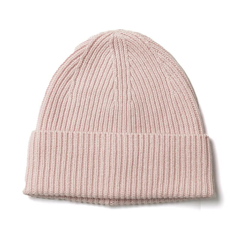 High-End Pure Cashmere Hat for Women with Stretchy Ribbed Knit Design