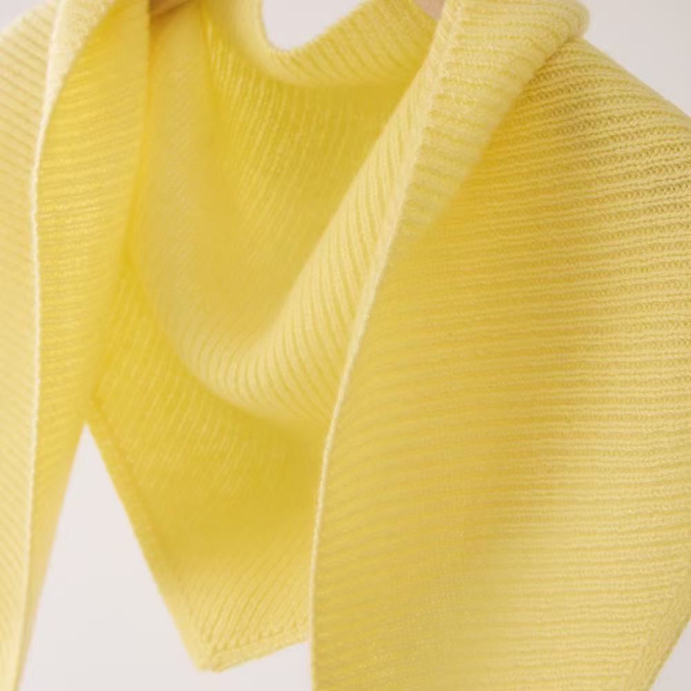Light yellow 100% cashmere bandana neck scarf