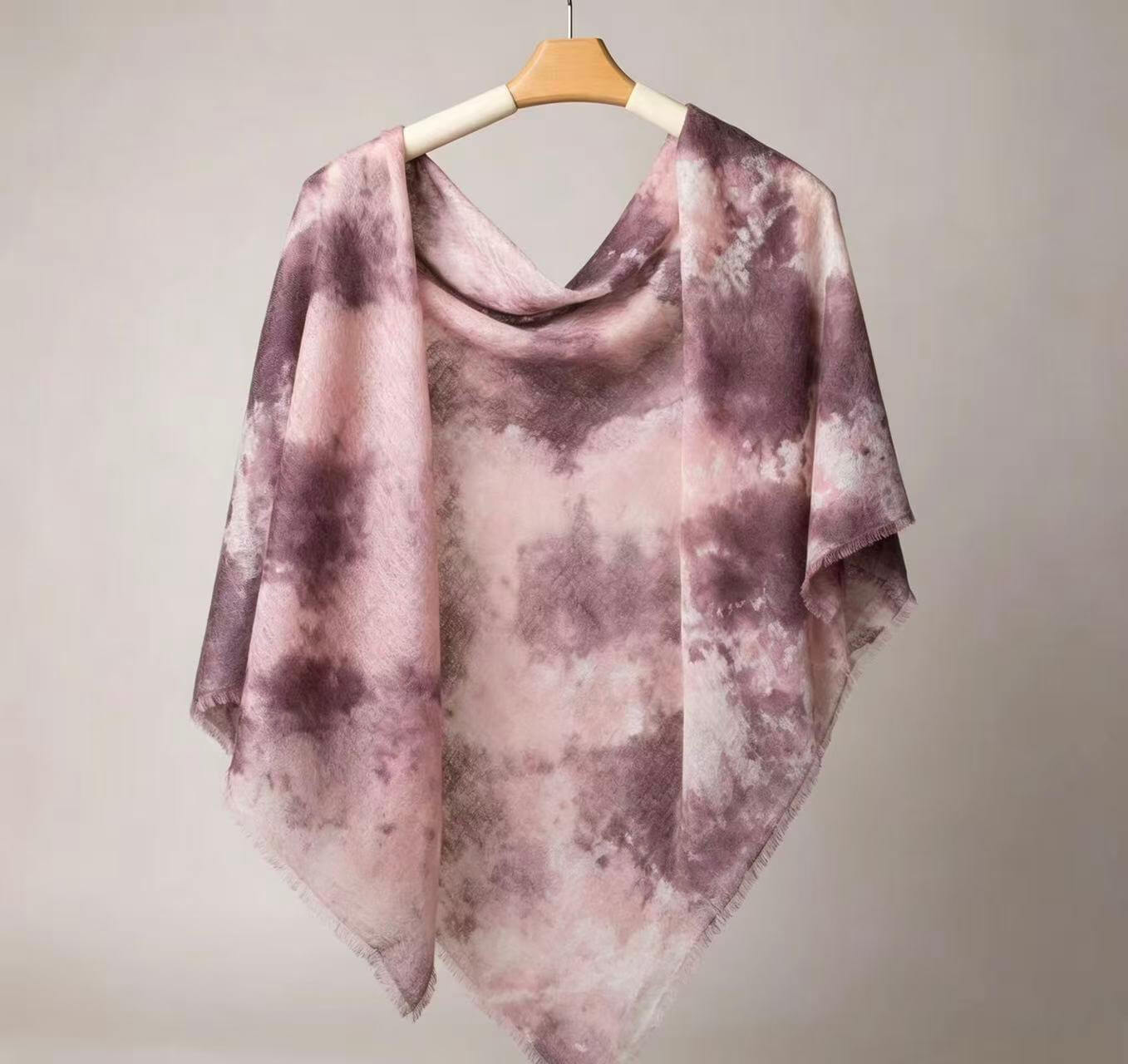 Lightweight 100% Cashmere Square Scarf  in peach pink