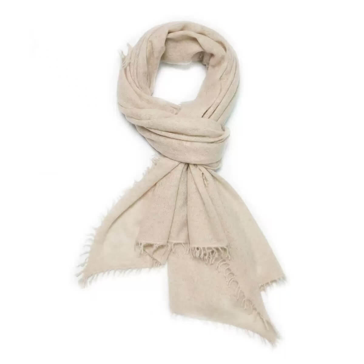 Lightweight 100% cashmere fringed scarf in soft airy knit