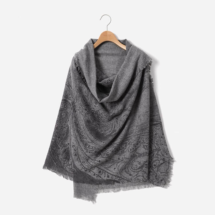Lightweight 100 percent cashmere horse print scarf shawl styled as wrap
