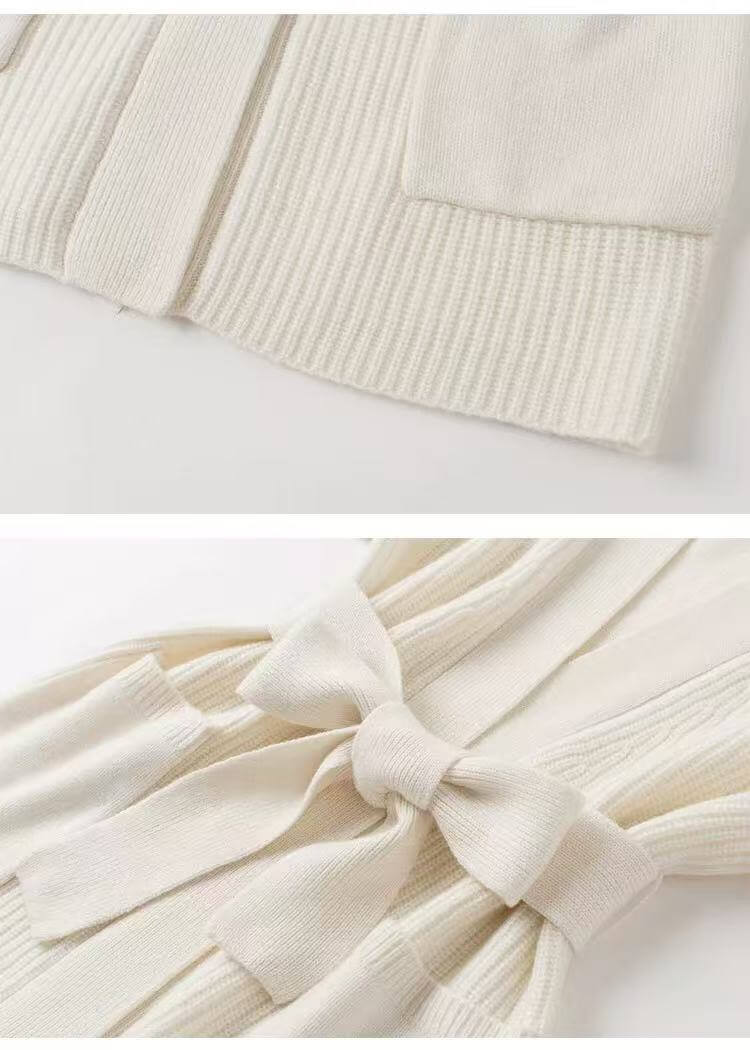 Chic White 100% Cashmere Long Sleeve Belted Cardigan for Women