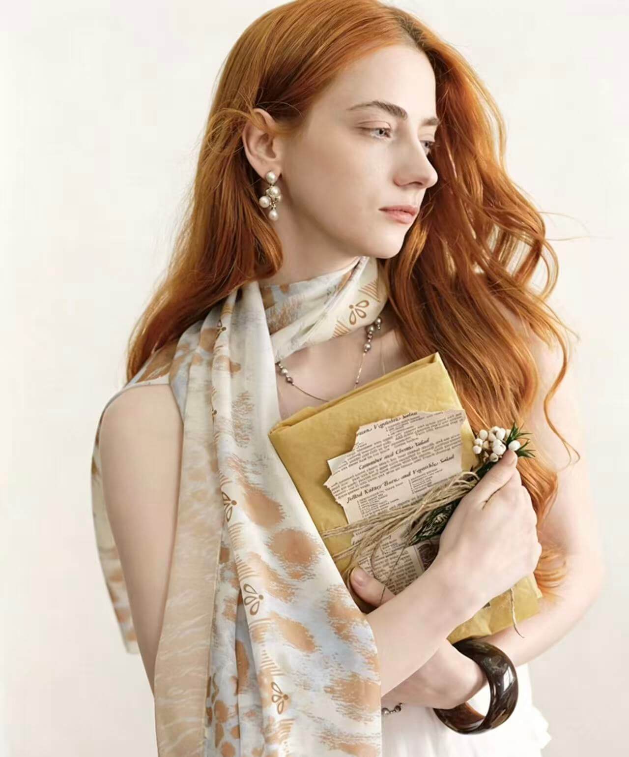 Lightweight silk chiffon shawl with classic leopard print pattern