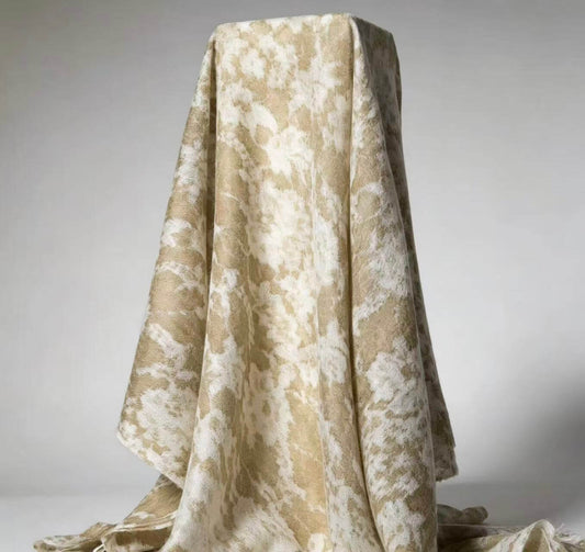 	Lightweight white floral cashmere shawl wrap for women in spring summer