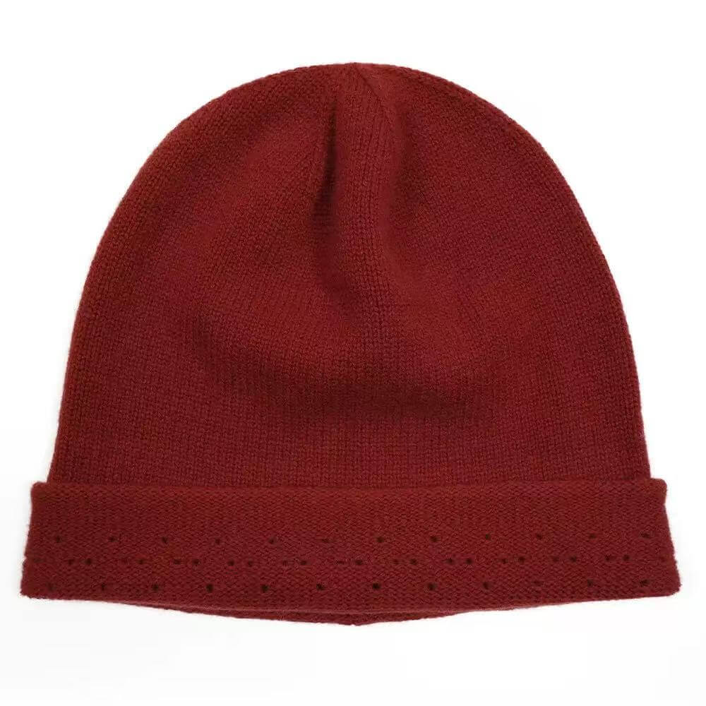 Lightweight women’s cashmere hat with breathable open knit texture