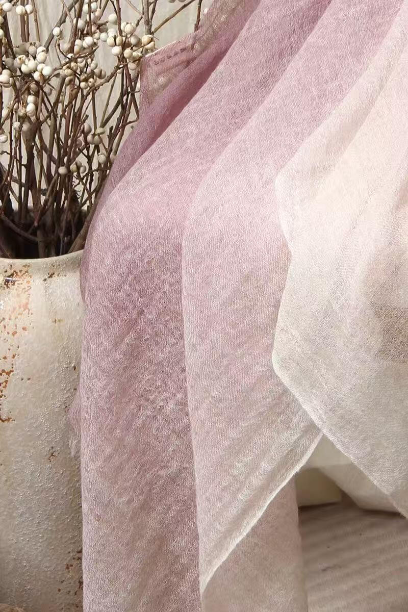 Luxury 100% cashmere ombre shawl, lightweight cashmere wrap for airplane travel and layering