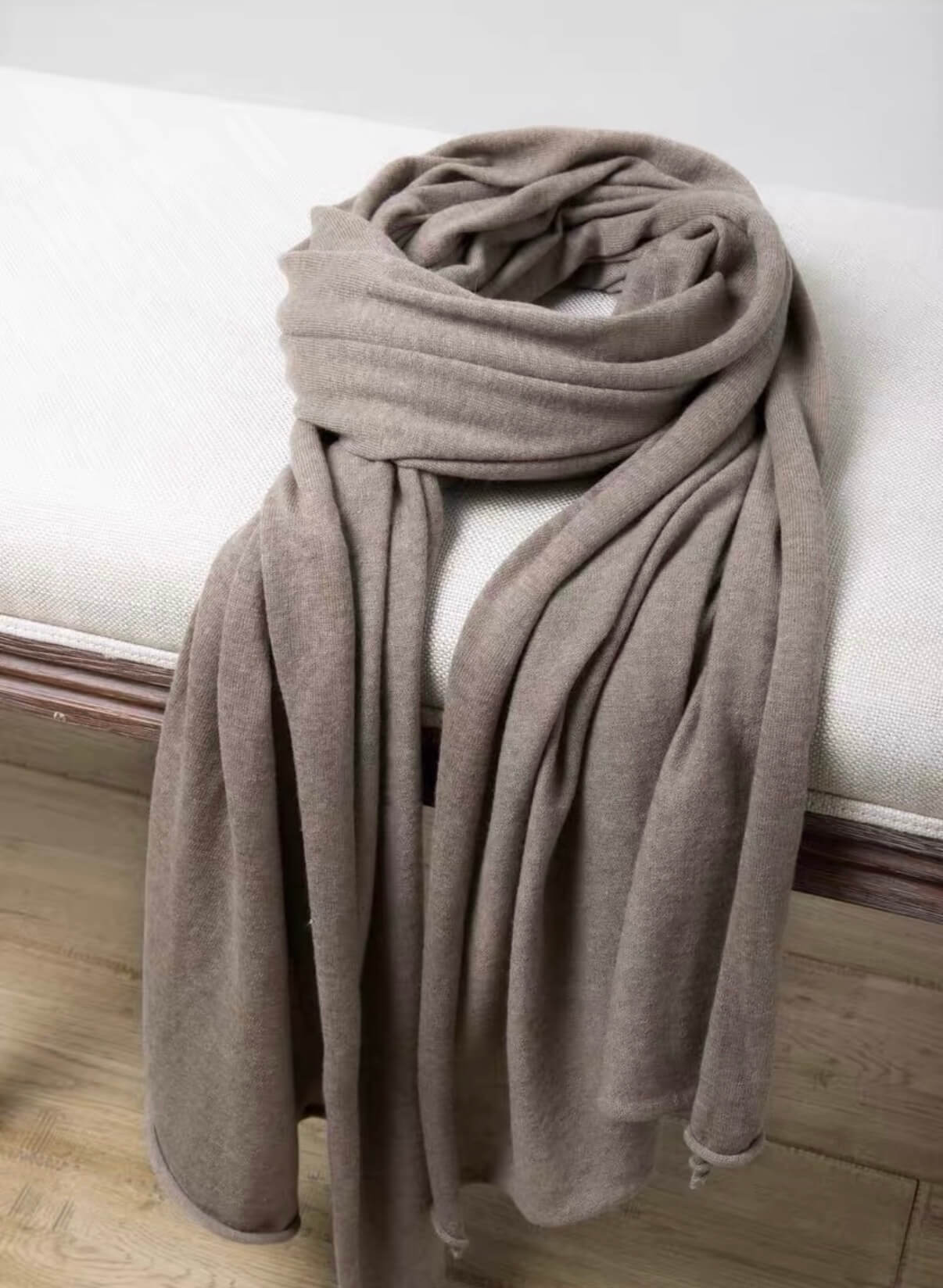 Luxury 100% pure cashmere knit scarf shawl in camel color