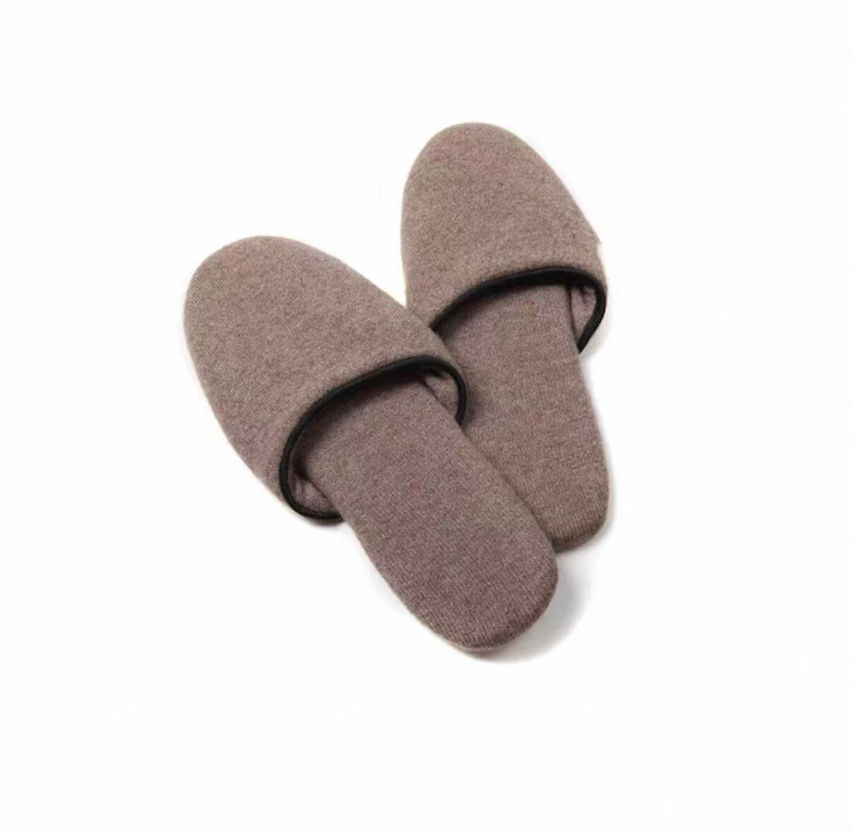 Premium women's cashmere house shoes in timeless neutral colors for luxury everyday comfort