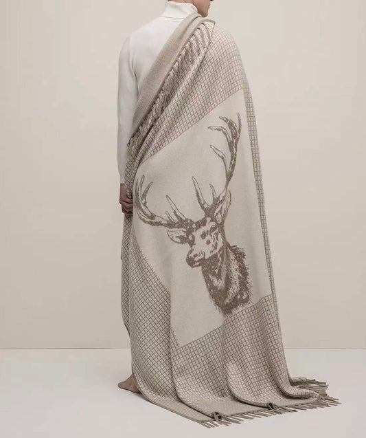 Luxury alpine stag cashmere throw for chalet home
