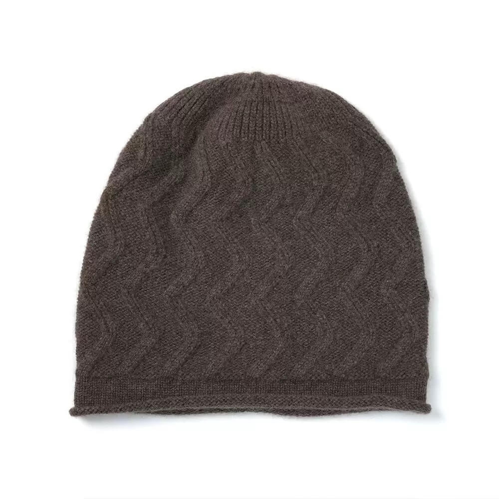 100% Cashmere Women's Beanie in brown color 