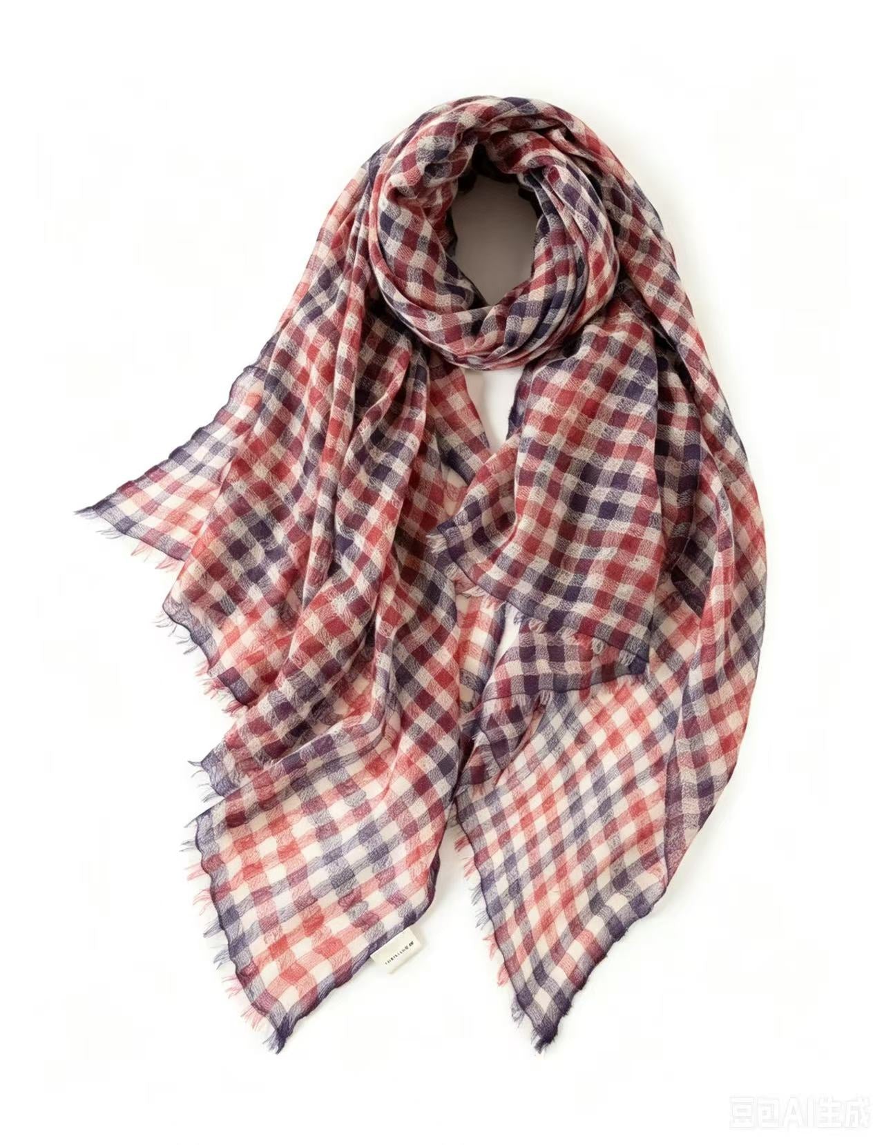 Luxury featherlight cashmere shawl with classic plaid design, breathable 60g travel wrap for all seasons