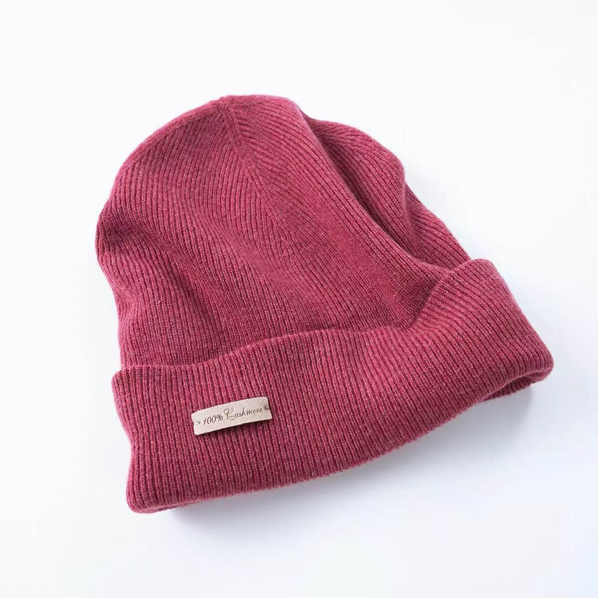 Matching pure cashmere beanie and scarf set in solid colors