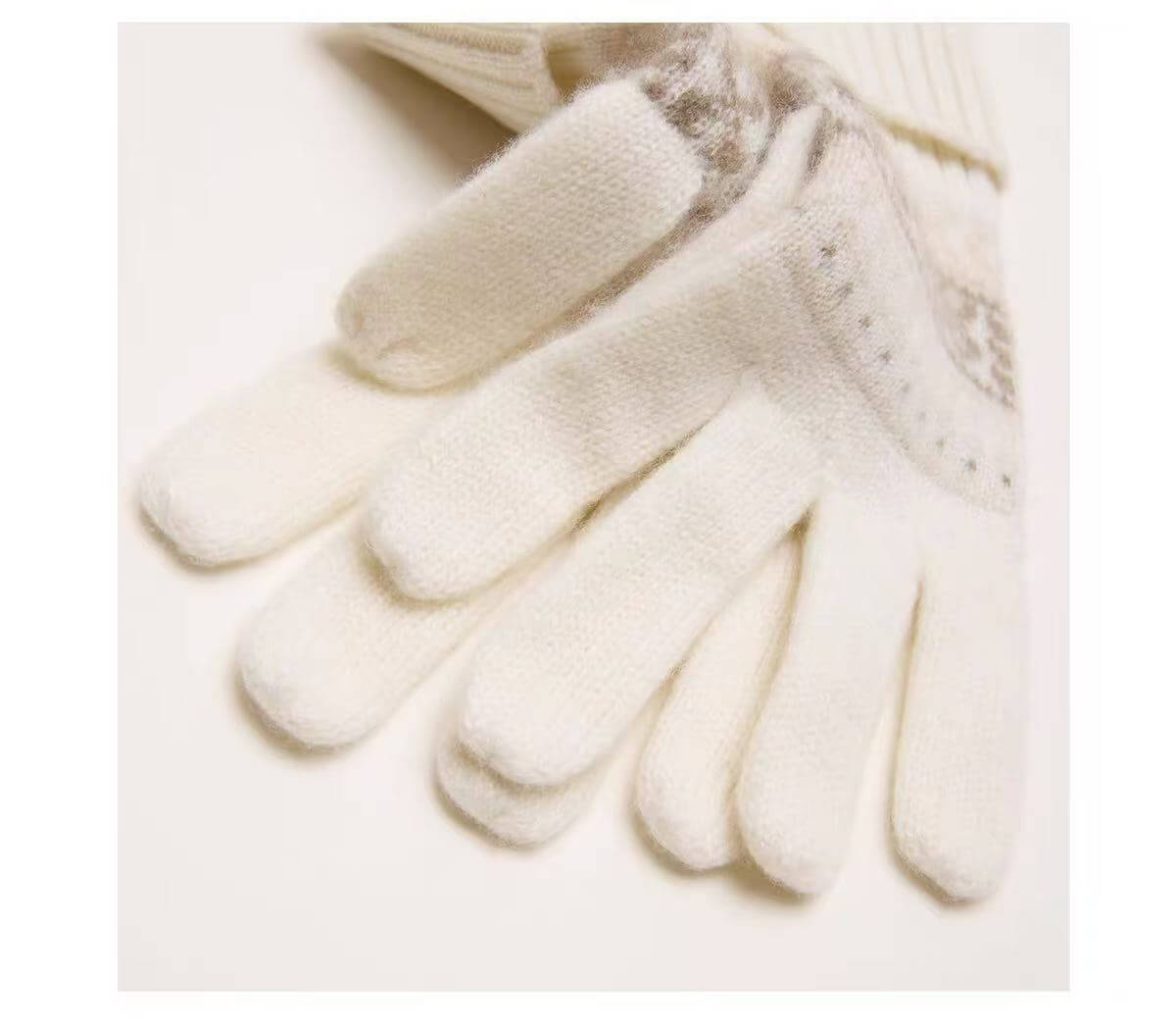 Matching women’s cashmere hat and gloves set for winter