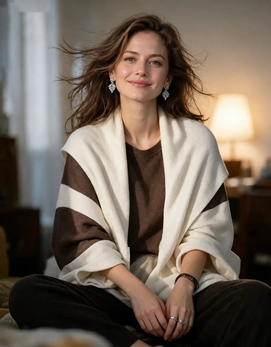 Women’s 100% cashmere triangle scarf in soft ivory