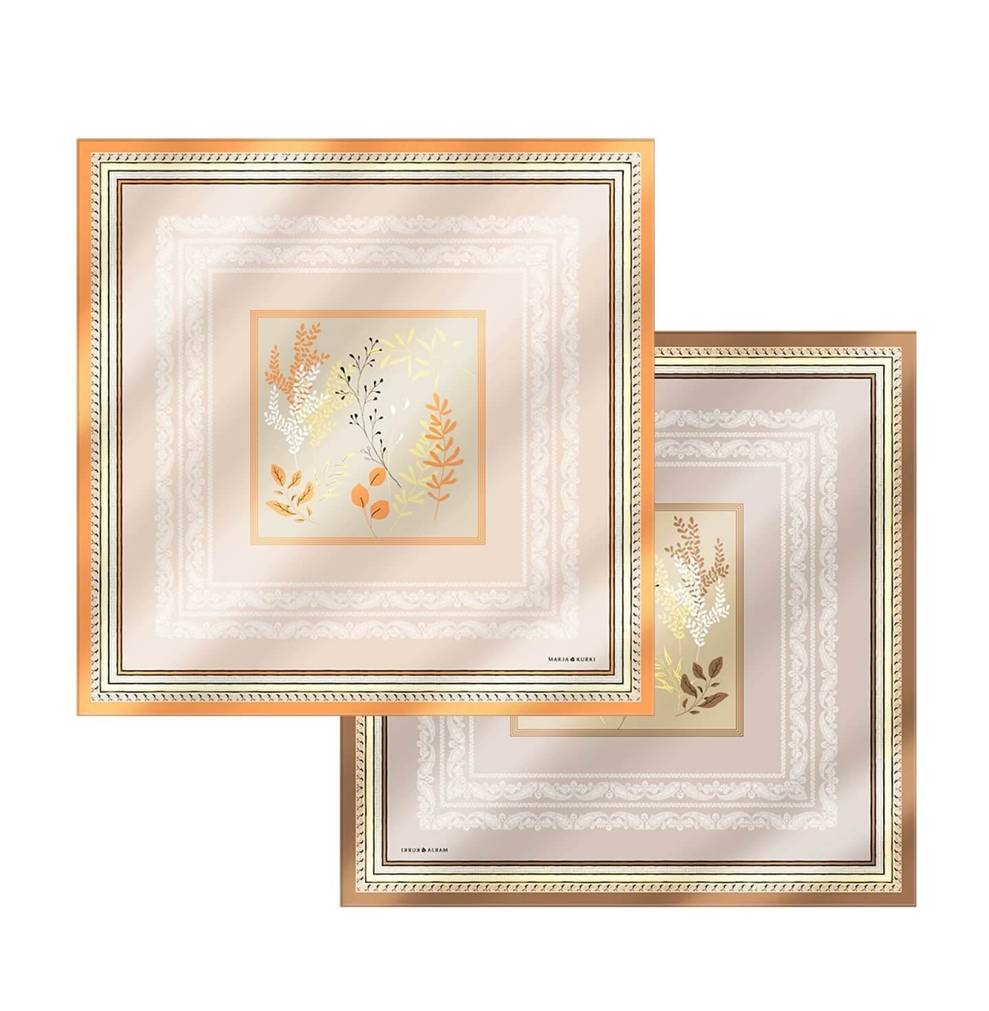 “Orange brown reversible luxury silk accessory”
“High-end mulberry silk scarf for women