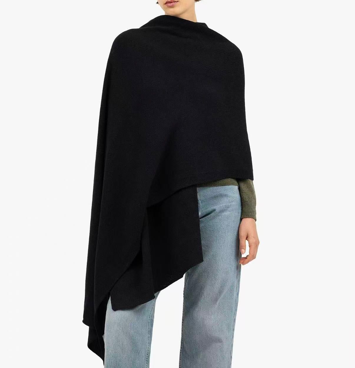 Oversized 100% Cashmere Scarf Wrap in Neutral black – Ultra Soft Winter Shawl 250×80 cm