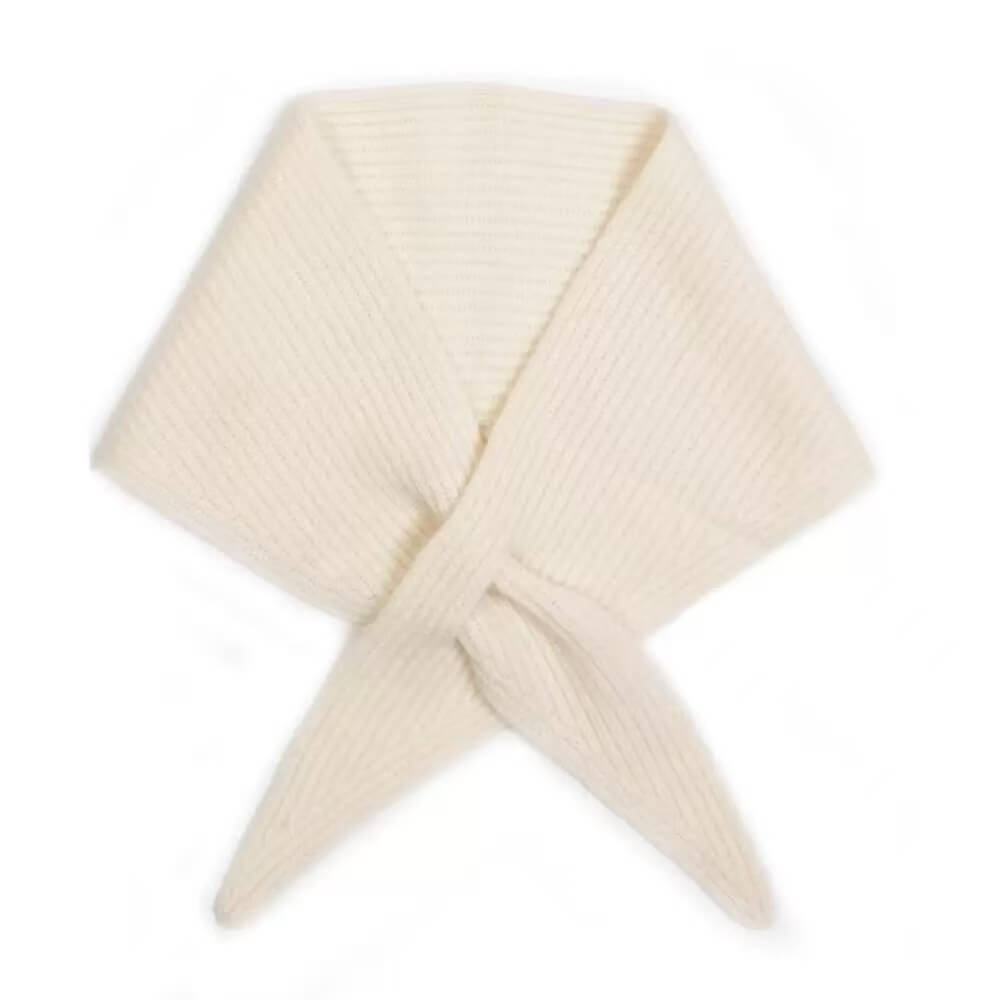Petite 100% cashmere triangle scarf with soft ribbed knit texture