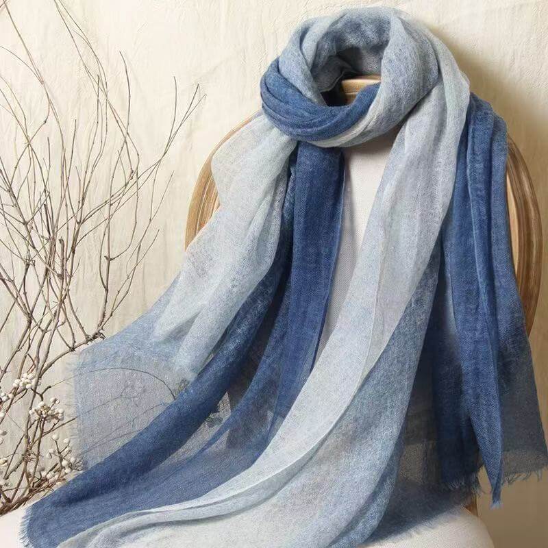 Premium 100% cashmere ombre shawl, elegant lightweight wrap for layering and gifting
