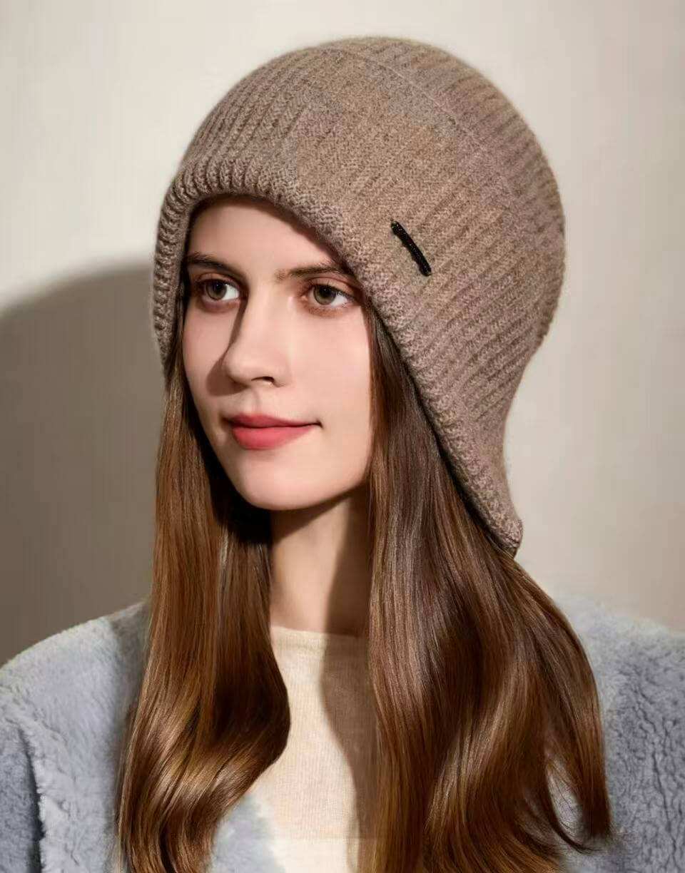 Soft lightweight cashmere knit beanie in classic barn style design