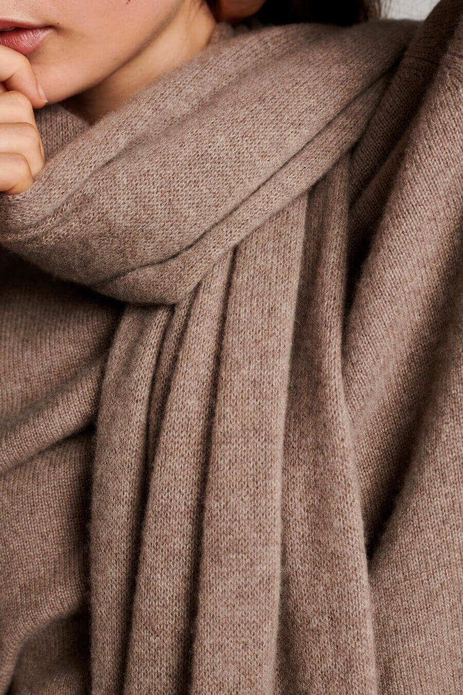Premium Pure Cashmere Knitted Scarf, Lightweight Soft Solid Color Winter Accessory